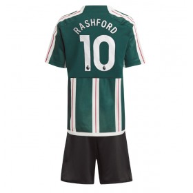 Fotbalové Dres Manchester United Marcus Rashford #10 Dětské Venkovní 2023-24 Krátký Rukáv (+ trenýrky)